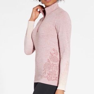 Calia 1/4 zip pull over long sleeve shirt pink with flowers